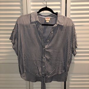 Stripped Button up crop top